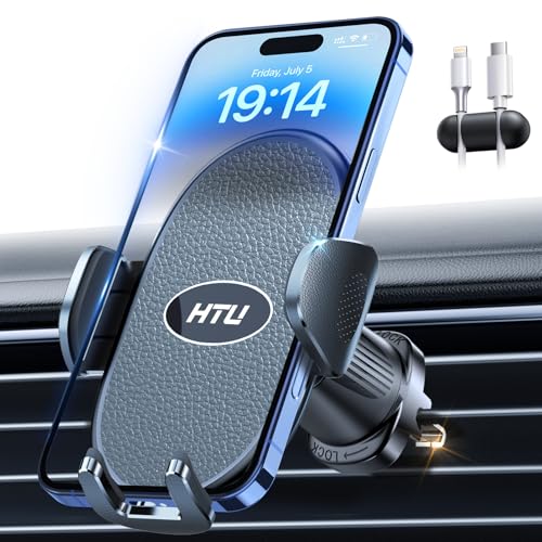 HTU 【Military-Grade Car Phone Holder,【Strongest & Longest Steel-Hook】 Car Vent Mount, Handsfree 360° Adjustable Automobile Cradle Air Clip Stand for iPhone 17 16 15 14 Pro Max Samsung (Graphite Gray) - color: Graphite Gray