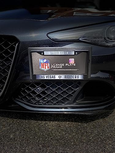 NFL Las Vegas Raiders Raider Nation Black Chrome License Plate Frame - 2-Screw Mount - color: Raiders