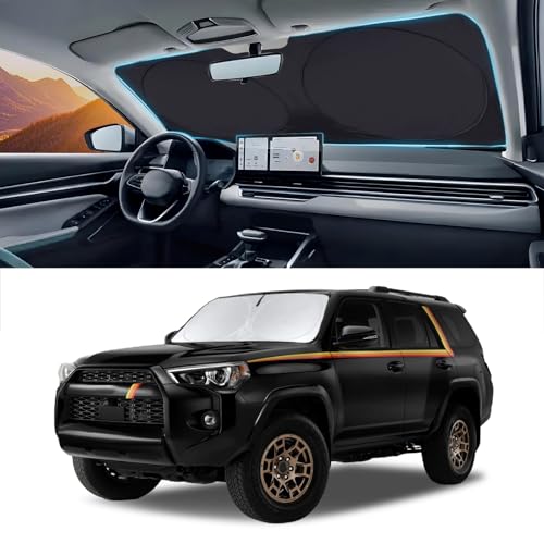 Car Windshield Sun Shade for 4Runner 2003-2009-Sunshade for Front Window Cover Custom Fit Toyota RAV4 4Runner Sequoia Land Cruiser Sun Visor Protector 210T Fabric Foldable Shades Block UV Ray (M+ - size: For 4runner 2003-2009