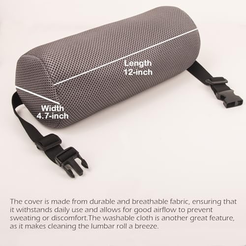 1Pcs Lumbar Roll Support Pillow Cover– Low Back Lumbar Support for Office Chair & Car Seat Back Support Cushion, Relieving Back Pain & Improving Posture,(Pillow Case Only)