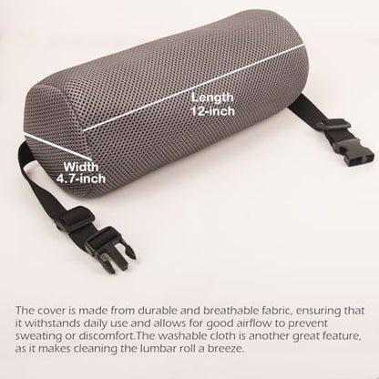 1Pcs Lumbar Roll Support Pillow Cover– Low Back Lumbar Support for Office Chair & Car Seat Back Support Cushion, Relieving Back Pain & Improving Posture,(Pillow Case Only)