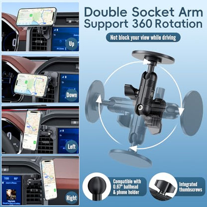Car Vent Magnetic Phone Mount Compatible with 2021-2026 Ford F-150, 2022-2026 F-150 Lightning XL & PRO,2023-2026 Ford Super Duty, Metal Cell Phone Holder Cradles Bracket Stand for All Smartphones - style: Magnetic