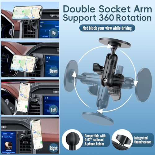 Car Vent Magnetic Phone Mount Compatible with 2021-2026 Ford F-150, 2022-2026 F-150 Lightning XL & PRO,2023-2026 Ford Super Duty, Metal Cell Phone Holder Cradles Bracket Stand for All Smartphones - style: Magnetic