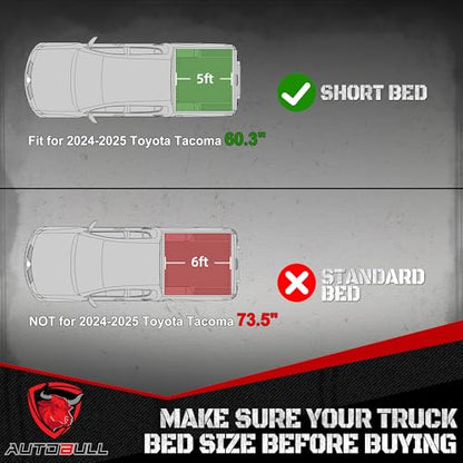 Truck Bed Mat Bed Liner Fit for Toyota Tacoma 2024-2026 (5FT,60.3") (Not Fit Drop-in Liners), Vehicle Truck Bed Liner Custom Fit All Weather Protection TPE Pickup Car Bed Mat - style: 15)2024-2026 |Toyota Tacoma Bed Mat (5FT)