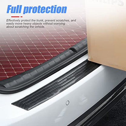 Car Rear Bumper Protector Guard, Carbon Fiber Anti-Scratch Trunk Door Sill Protection Strip, Self-Adhesive Vehicle Rear Bumper Door Entry Trim Cover, Universal for Pickup SUV Trunk (35.43") - size: 35.43"