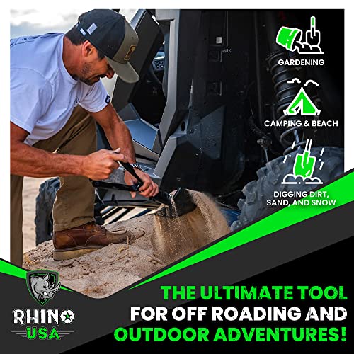 RHINO USA Folding Survival Shovel w/Pick - Heavy Duty Carbon Steel Military Style Entrenching Tool for Off Road, Camping, Gardening, Beach, Digging Dirt, Sand, Mud & Snow. - size: Military 22" E-tool