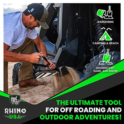 RHINO USA Folding Survival Shovel w/Pick - Heavy Duty Carbon Steel Military Style Entrenching Tool for Off Road, Camping, Gardening, Beach, Digging Dirt, Sand, Mud & Snow. - size: Military 22" E-tool