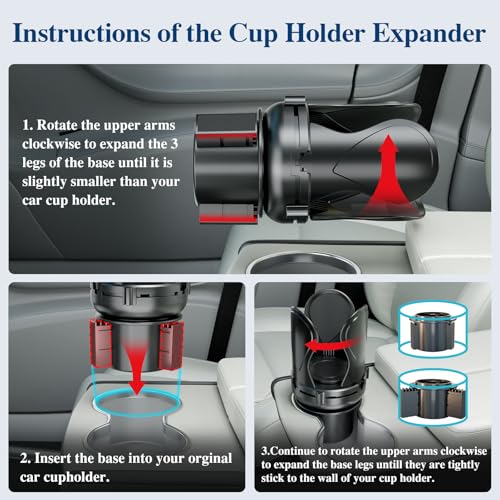 Car Cup Holder Expander, Cup Holder Extender Adapter with Expandable Arm and Adjustable Base, Compatible with Yeti Ramblers 14-64oz, Hydro Flasks 18-64oz Most Coffee Mugs Bottles & Cups - size: CUP-1pack