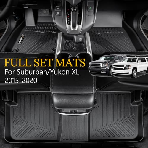 Floor Mats & Cargo Liner for Chevrolet Suburban & Yukon XL 2015-2020 All Weather Custom Fit Chevy Suburban & Yukon XL 2015-2020 Waterproof Durable Easy to Clean Accessories - style: 30|For Suburban/Yukon XL | 2015-2020 | Set