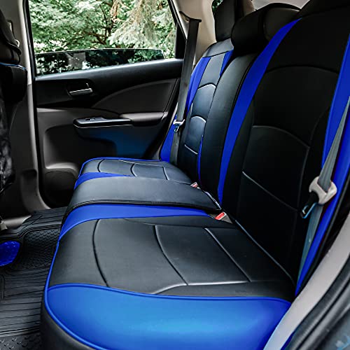 FH Group Ultra Comfort Highest Grade Faux Leather Full Set Cushion Pads Car Seat Covers for Front and Rear– Universal Fit for Cars Trucks & SUVs (Blue/Black) - color: Blue, style: Full Set