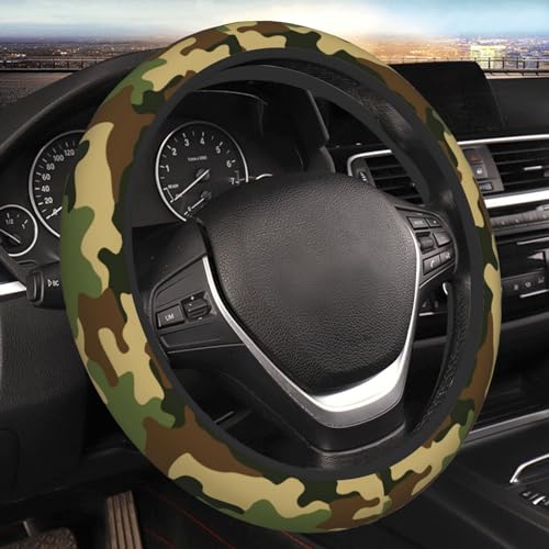 Military Army Green Camo Elastic Steering Wheel Cover Universal 15 Inch - color: 18