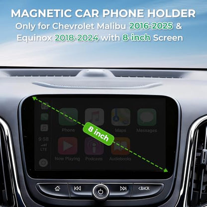 Car Phone Holder for Chevrolet Malibu 2016-2025 & Equinox 2018-2024 (Only for 8-Inch Screen) 360° Rotation Magnetic Cell Phone Mount, Compatible with Magsafe, Does Not Affect Air Vent - style: Fit for 16-25 Malibu & 18-24 Equinox, 8-Inch