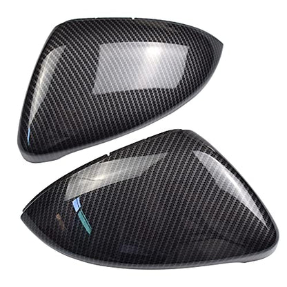 1 Pair Black Rearview Mirror Cover Left Right Side Mirror Covers Caps for VW Golf MK7 7.5 GTI 7 Golf 7 R (Carbon Fiber) - color: Carbon Fiber