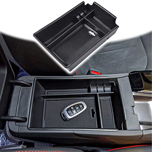 Center Console Organizer Compatible with Hyundai Sonata 2020 2021 2022 2023 Accessories, Sonata N-Line/Limited Insert Tray Secondary Storage Armrest Box ABS Black