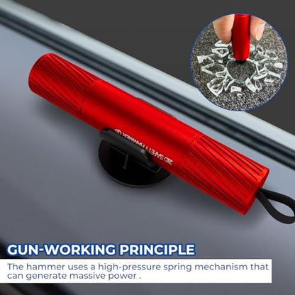 2 Pack Car Safety Hammer Car Window Breaker Seatbelt Cutter Emergency Escape Tool Car Glass Breaker for Land and Underwater Life-Saving Car Safety Kit Essentials Car Accessories(Black+Red) - color: Black+Red