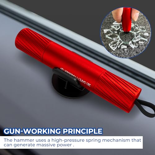 2 Pack Car Safety Hammer Car Window Breaker Seatbelt Cutter Emergency Escape Tool Car Glass Breaker for Land and Underwater Life-Saving Car Safety Kit Essentials Car Accessories (Red+Red) - color: Red+Red