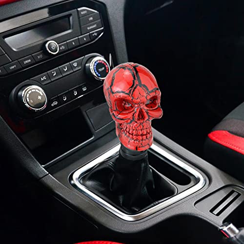 Arenbel Skeleton Car Racing Shift Stick Speed Grip Knob Skull Gear Lever Shifter Handle Fit Most Manual Auto Transmissions, Red Pattern - color: Red
