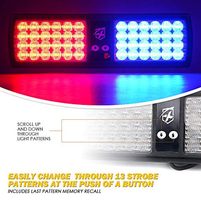 Xprite Red Blue 48LED Visor Strobe Flashing Lights Interior Windshield Sunshield Emergency Warning Lights for Police Volunteer Firefighter Vehicles Trucks - color: Red&Blue