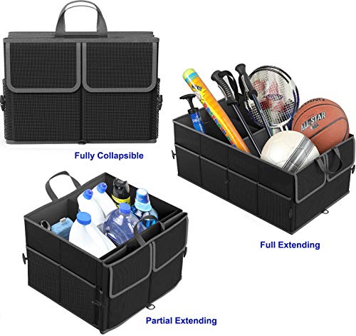 EPAuto Foldable Car Trunk Organizer, 3-Compartment with Removable Divider, Black - color: Black, size: 3-compartment