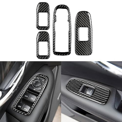 NVCNX Carbon Fiber Compatible with Cadillac XT6 2020-2025 / XT5 2017-2025 2018 2019 2020 2021 2022 2023 2024 Accessories Car Door Sides Window Lift Switch Button Panel Cover Interior Trim - color: Window Lift Switch Button Panel