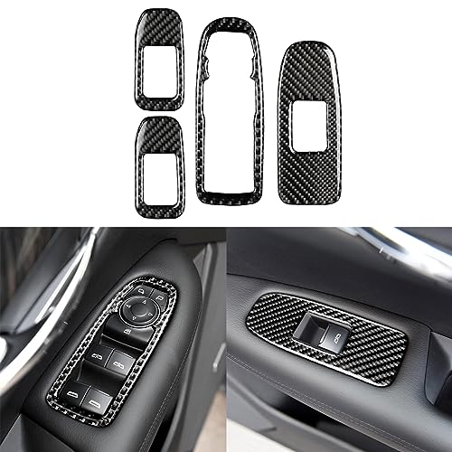NVCNX Carbon Fiber Compatible with Cadillac XT6 2020-2025 / XT5 2017-2025 2018 2019 2020 2021 2022 2023 2024 Accessories Car Door Sides Window Lift Switch Button Panel Cover Interior Trim - color: Window Lift Switch Button Panel