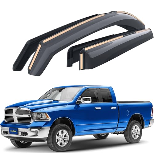 Goodyear Shatterproof in-Channel Window Deflectors for Dodge Ram 1500 Classic 2019-2024 Quad Cab, Rain Guards, Window Visors for Cars, Vent Deflector, Car Accessories, 4 pcs - GY008128 - color: For RAM 1500 Classic 19-24