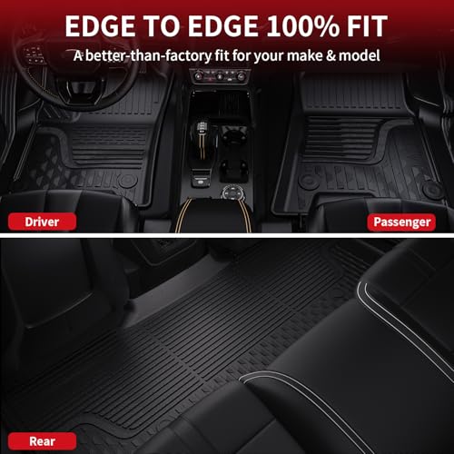 LASFIT Floor Mats 2025 2026 for Ram 1500 Crew Cab Without Rear Under-Seat Factory Storage Bucket Seat (Not for Quad Cab), All Weather TPE Custom Fit Car Mats Floor Liners 1st & 2nd Row, Black - style: 1) 1500 | 2025-2026 | Crew Cab w/o Storage Floor Mats
