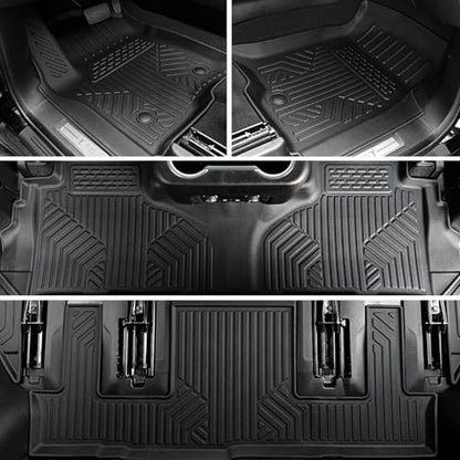 Floor Mats Set for 2021-2025 2026 Chevrolet Chevy Tahoe/GMC Yukon 7 Seat Bucket Seat Accessories(Not for Yukon XL), All Weather TPE Cargo Mat Liner Backrest Mat Door Sill Protectors - style: Floor Mats Set