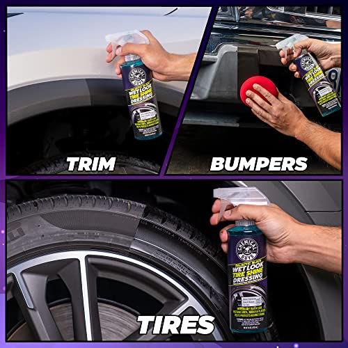Chemical Guys Galactic Black Wet Look Tire Shine Dressing – High Gloss Tire Spray for Trim & Rubber – Restores Deep Black Shine and Protection for Cars, Trucks, Motorcycles and RVs, 16 oz - size: 16 Fl Oz