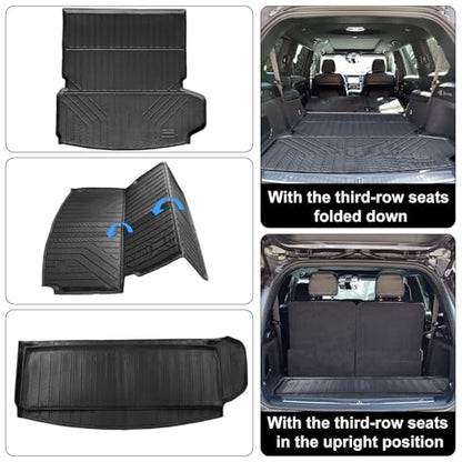 Auxko All Weather Cargo Mat with Back Seat Mat Fit for Mazda CX90 2026 2025 2024 TPE Trunk Mat Accessories All Season Odorless Anti-Slip Black - size: cx90|2024-2026|cargo+backrest mats