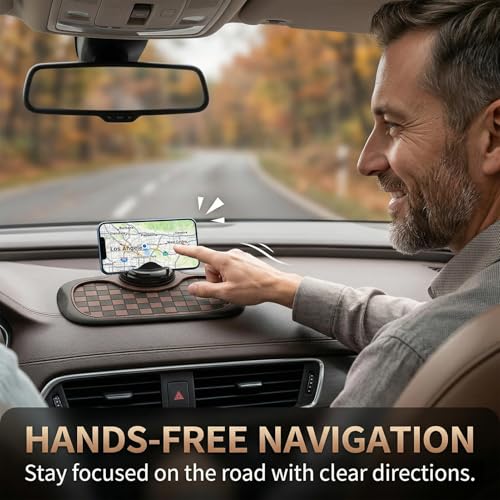 Multifunction Car Anti-Slip Mat,Car Anti Slip Mat Phone Holder For Dashboard,Multifunctional Car Dashboard Phone Holder,With Temporary Parking Numbe For Phone Sunglasses Keys Brown and black square