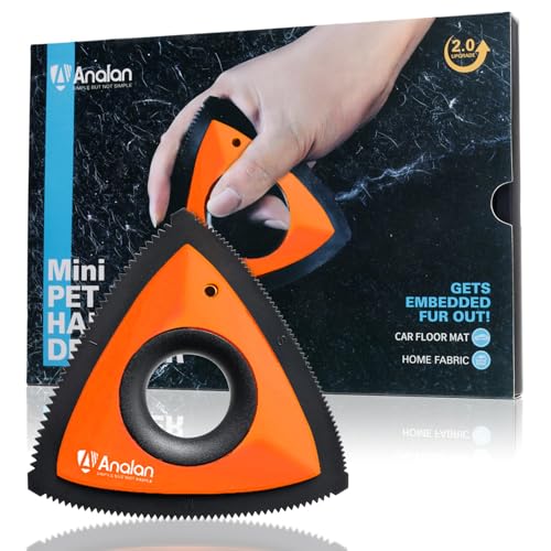 Analan Mini Pet Hair Remover for Car Detailing Supplies, Carpet Dog Hair Remover for Car Interior, Triangle Dog Hair Remover for Auto Detailing, Couch, Furniture, Lint, Carpet(Orange) - color: Orange