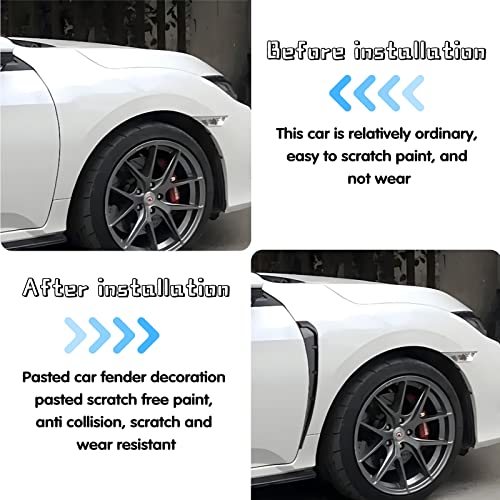 2Pcs Car Fender Side Vents, ABS Carbon Fiber Exterior Sticker, Air Vent Trim Cover, Air Flow Intake Hole Grille Auto Exterior Accessories Universal (Black)