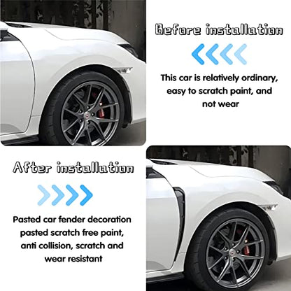 2Pcs Car Fender Side Vents, ABS Carbon Fiber Exterior Sticker, Air Vent Trim Cover, Air Flow Intake Hole Grille Auto Exterior Accessories Universal (Black)