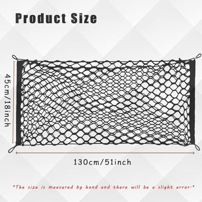 UlifebetterTruck Bed Cargo Net, Cargo Storage Elastic Mesh Net Organizer Net Bag Automotive Cargo Nets with 4 Buckles Screws Hooks Clips Trunk Storage Net for Pickup Truck Bed（51 * 18In） - size: 51 X 18 Inches