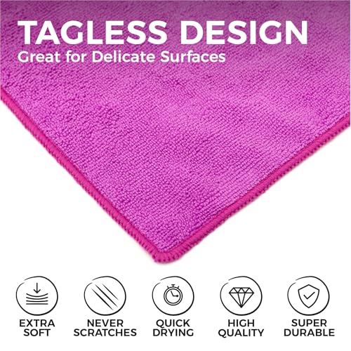 The Rag Company - All-Purpose Microfiber Terry Cleaning Towels - Commercial Grade, Highly Absorbent, Lint-Free, Streak-Free, Kitchens, Bathrooms, Offices, 300gsm, 16in x 16in, Lavender (12-Pack) - color: Lavender, size: 16in x 16in
