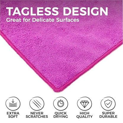 The Rag Company - All-Purpose Microfiber Terry Cleaning Towels - Commercial Grade, Highly Absorbent, Lint-Free, Streak-Free, Kitchens, Bathrooms, Offices, 300gsm, 16in x 16in, Lavender (12-Pack) - color: Lavender, size: 16in x 16in