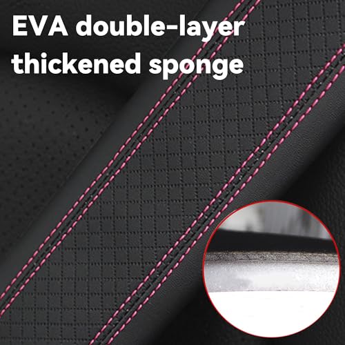 2PCS Car Seat Belt Cover, Soft Shoulder Strap Covers Harness Pads, Safety Leather Seatbelt Comfort Driving Cushion Protect Your Shoulder and Neck Universal for Car, SUV,Truck (Black/Pink) - color: Black/Pink