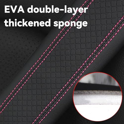 2PCS Car Seat Belt Cover, Soft Shoulder Strap Covers Harness Pads, Safety Leather Seatbelt Comfort Driving Cushion Protect Your Shoulder and Neck Universal for Car, SUV,Truck (Black/Pink) - color: Black/Pink