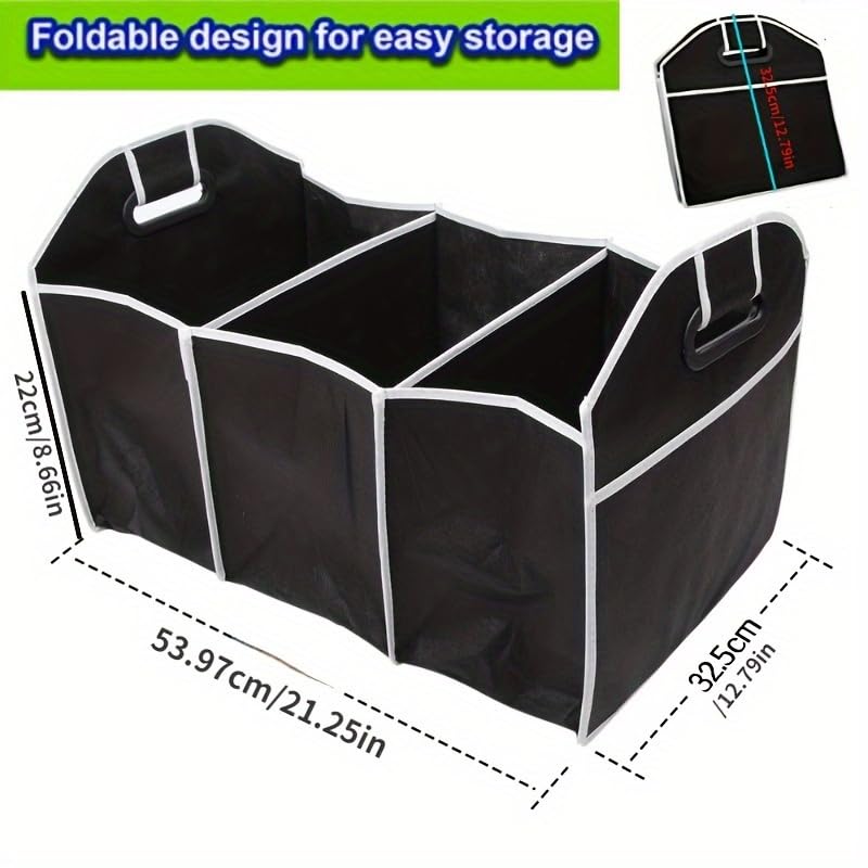 Car Trunk Organizer with 3 Compartments Folding Storage for Car, Large Capacity Cargo insulated Storage Boxes, Portable Waterproof Bags for Cargo Trunks, Universal SUV, Truck, Van Accessories