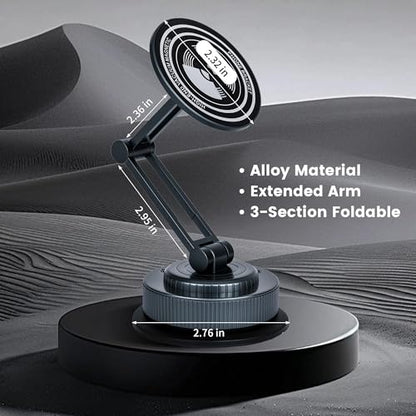 PIEPIE Magnetic Car Phone Holder Mount Heavy Duty Metal Dash/Windshield Large Suction Cup for Non-Smooth Leather/Plastic Surfaces, 360° Adjustable Phone Stand for iPhone Android Truck Car Accessories