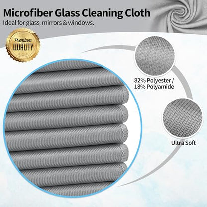 Microfiber Cleaning Cloth - 10 Pack Glasses Cleaning Cloth, 16" x 14" Window Cleaning Rags, Streak Free Lint Free Polishing Cloths Wipes for Eye Glass, Stainless Steel, Windshield, Grey - color: Grey, size: 10 Pk-16" X 14"