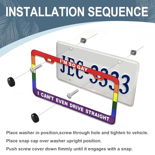 Funny License Plate Frame 12 x 6 Inch Humorous Novelty Auto Accessory with I'm So Gay I Can't Even Drive Straight Text and Rainbow Flag Design with 2 Holes & Screws Car Holder - size: I'm So Gay I Can't Even Drive Straight