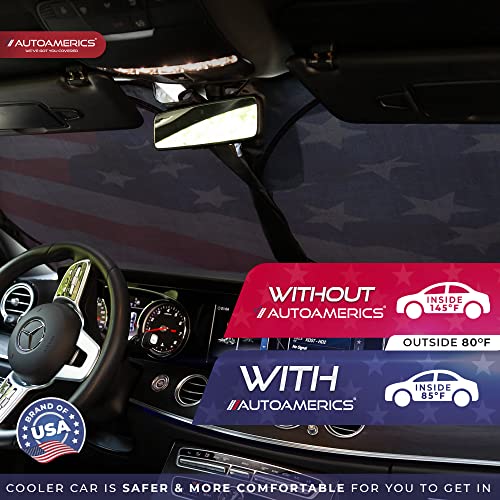 Autoamerics 1-Piece Windshield Sun Shade Grunge American Flag - 4 USA Design - Foldable Car Front Window Sunshade for Most Sedans SUV Truck - Blocks Max UV Rays and Keeps Your Vehicle Cool - Large - color: USA GRUNGE FLAG-4, size: LARGE = 64 x 33.5 inches