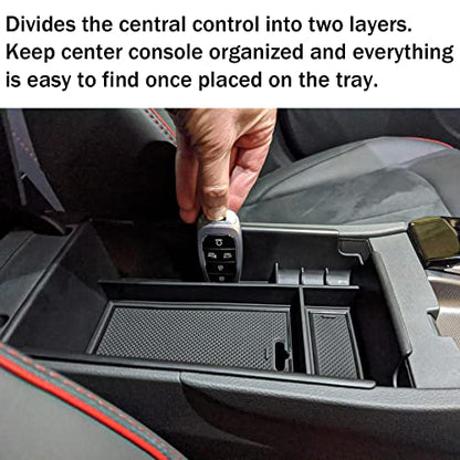 Center Console Organizer Compatible with Hyundai Sonata 2020 2021 2022 2023 Accessories, Sonata N-Line/Limited Insert Tray Secondary Storage Armrest Box ABS Black