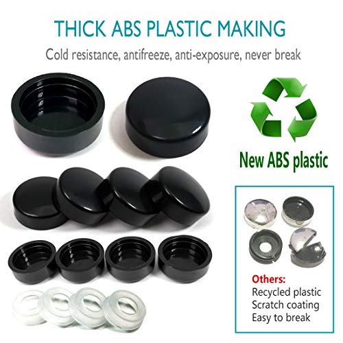 Aootf Anti Theft License Plate Screws- Rust Stainless Steel Plate Screw Resistant Security Tamper Resistant Machine License Plate Bolt License Plate Frame Fastener, Black Caps, Anti-Rattle Pad - color: 4PC Anti Theft-M-Black