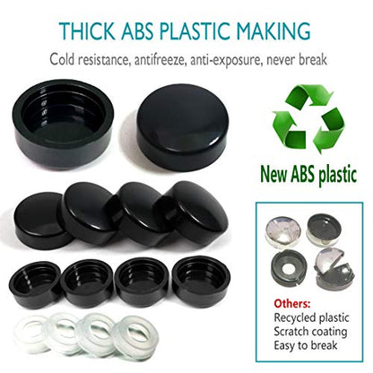 Aootf Anti Theft License Plate Screws- Rust Stainless Steel Plate Screw Resistant Security Tamper Resistant Machine License Plate Bolt License Plate Frame Fastener, Black Caps, Anti-Rattle Pad - color: 4PC Anti Theft-M-Black