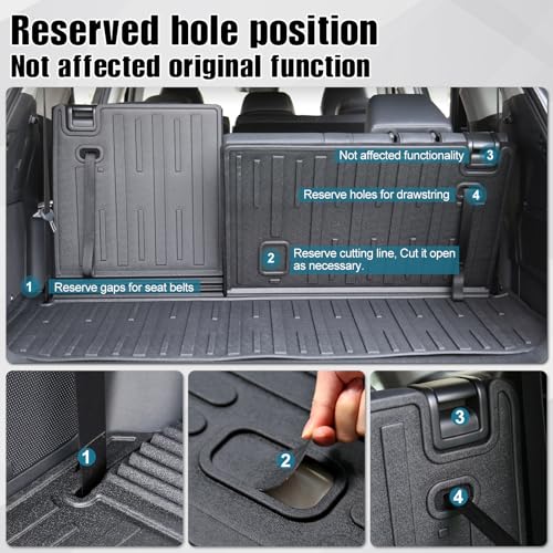 Cargo Mat with Backrest Mat for 2020-2024 2025 2026 Toyota Highlander Car Mat Accessories(Both Hybrid and Gas), TPE All Weather Cargo Liner with SeatBack Cover(Highlander-2 in 1 Trunk Mat) - size: Highlander-Cargo Mat with Backrest Mats