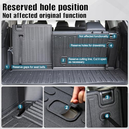 Cargo Mat with Backrest Mat for 2020-2024 2025 2026 Toyota Highlander Car Mat Accessories(Both Hybrid and Gas), TPE All Weather Cargo Liner with SeatBack Cover(Highlander-2 in 1 Trunk Mat) - size: Highlander-Cargo Mat with Backrest Mats