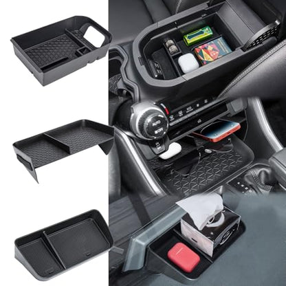 3PCS Center Console Organizer Tray and Armrest Storage Box Compatible with Toyota RAV4 2019-2022 2023 2024 2025 Dash Storage Tray Interior Accessories-Not for New 10.5'' Multimedia Display - size: 3 Pieces | Center Console, Armrest & Dash Set